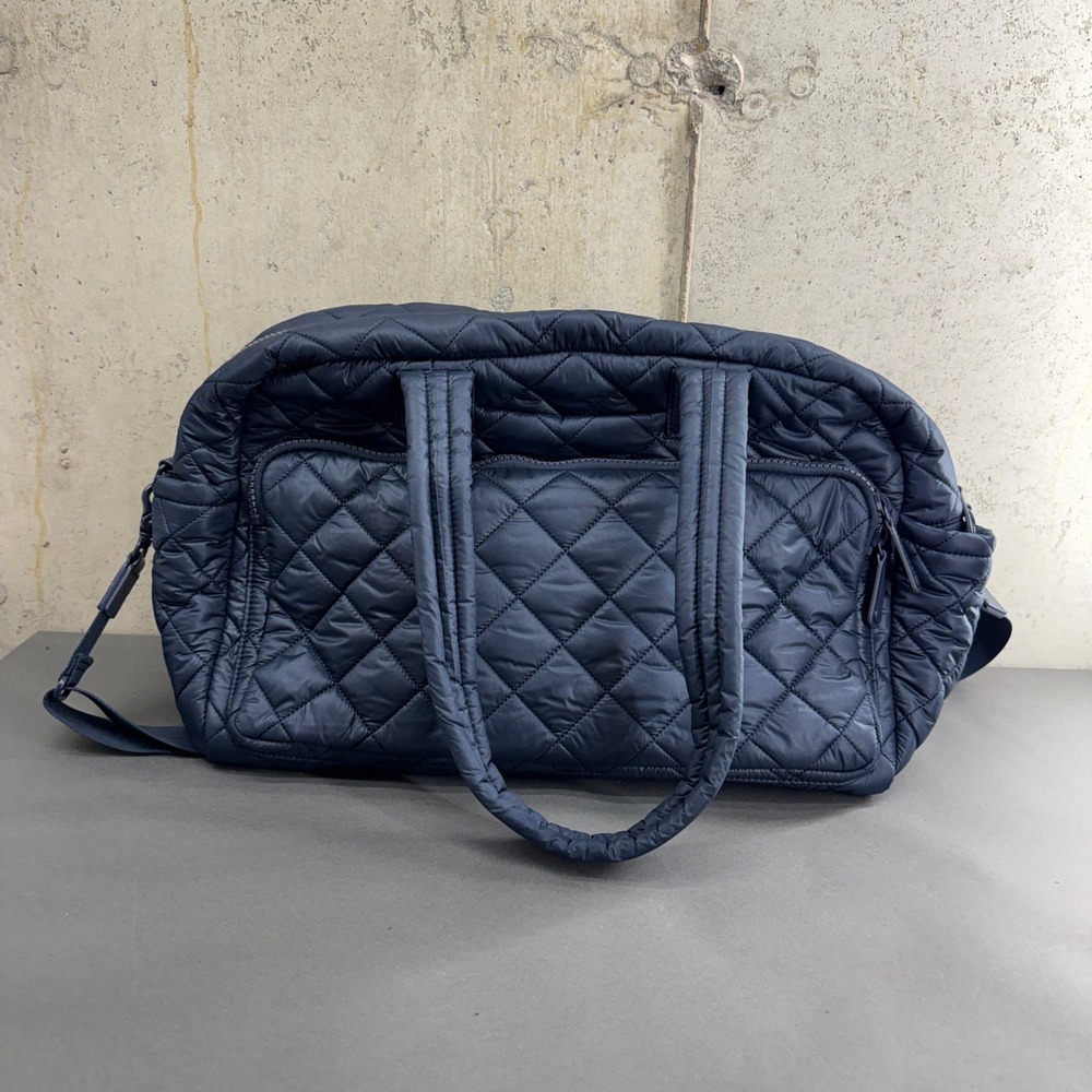 Quince Navy Quilted Weekender Travel Bag with Dust Bag
